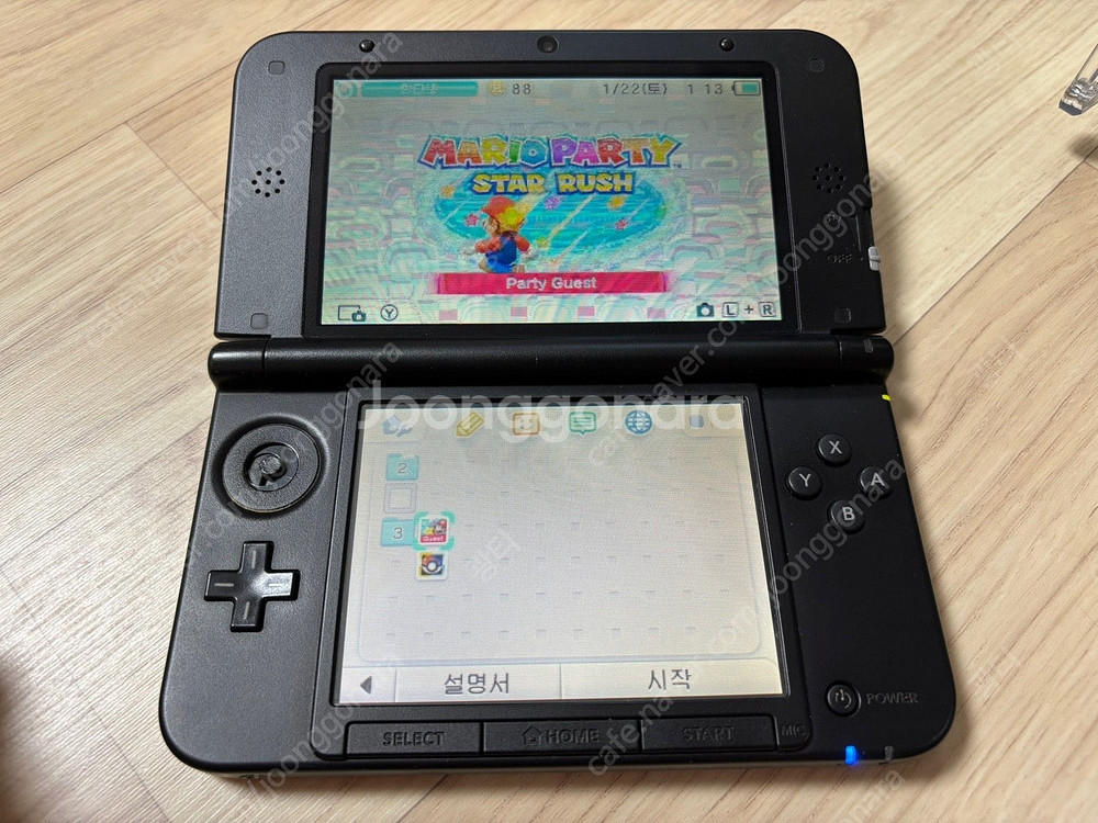 닌텐도 3ds xl 레드 기기 구큰다수 (윗화면 이상)--2
