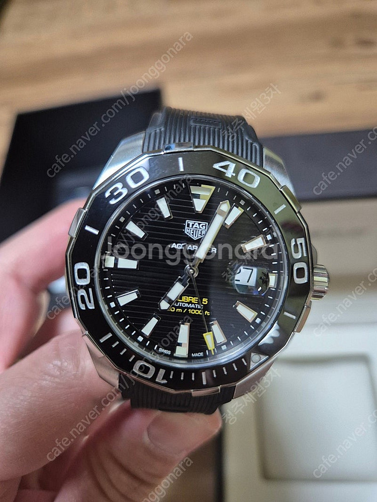 태그호이어 아쿠아레이서300(오토) 43mm+ 러버밴드...--2