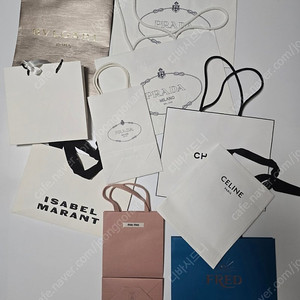 (명품쇼핑백 10장 일괄) 샤넬쇼핑백 / 불가리 쇼핑백 / 셀린느 쇼핑백 / 미우미우 쇼핑백 / 프라다 쇼핑백 / 프레드 쇼핑백 / 이자벨마랑 쇼핑백