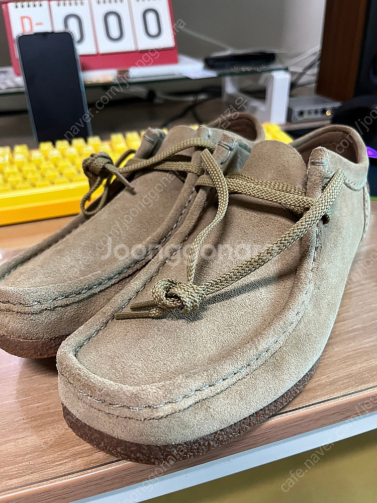 Clarks 남성용 샤크레 리 런 가죽 모카신 다크 샌...--3