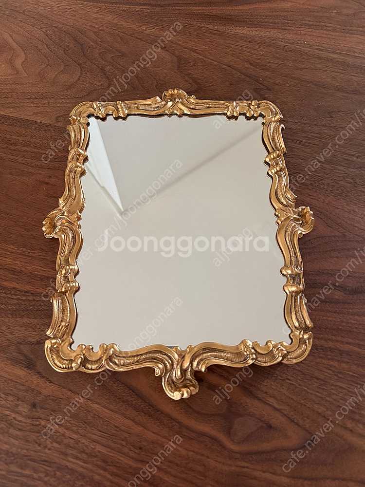 엔틱antique 골드 프레임 거울 겸 소품받침 트레이--0
