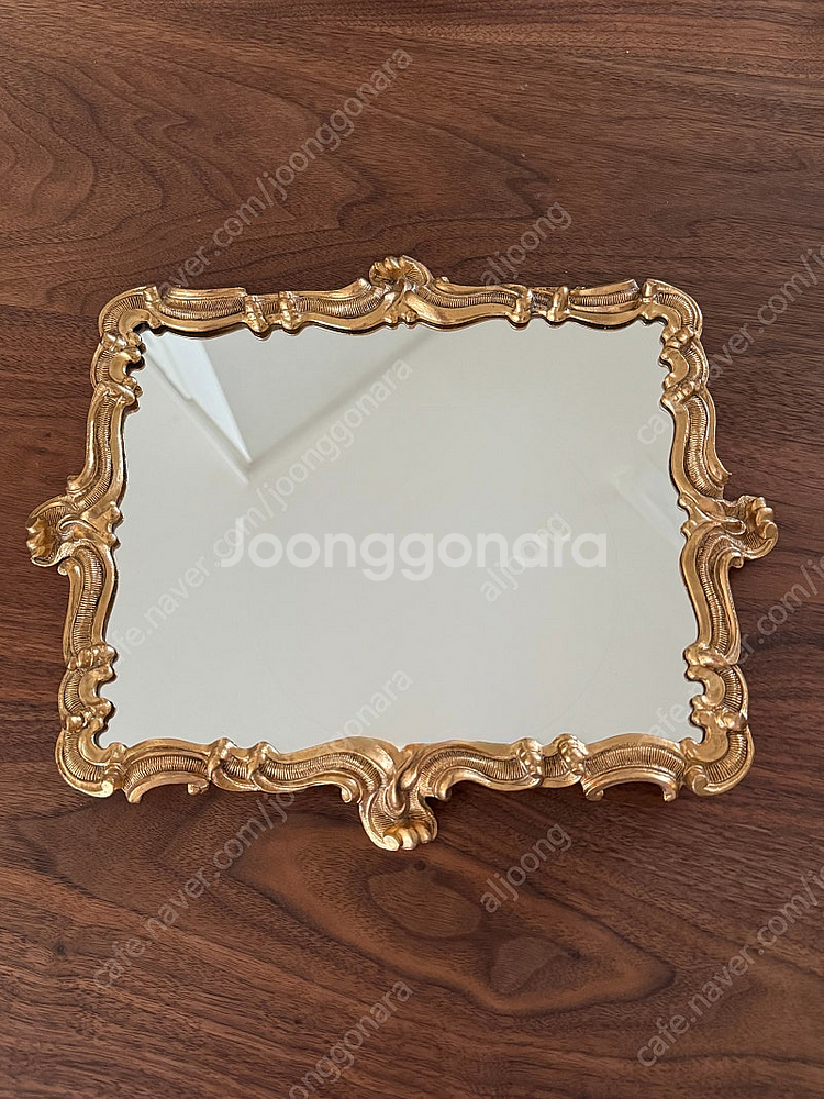 엔틱antique 골드 프레임 거울 겸 소품받침 트레이--1