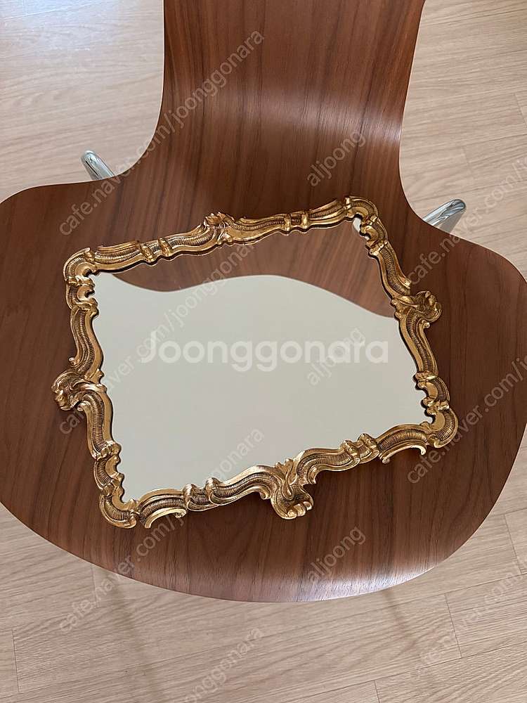 엔틱antique 골드 프레임 거울 겸 소품받침 트레이--3