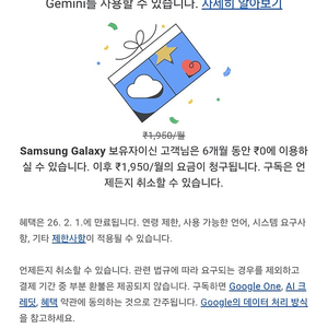 Gemini Pro + Google One AI Premium + 2 테라 스토리지 6개월 이용권