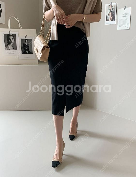 [새상품] 데일리룩 쇼핑몰 뉴르베 슬릿 스커트 블랙 L--1