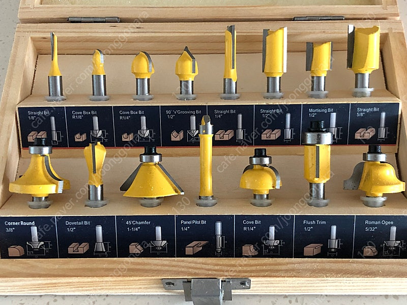KOWOOD 목공용 트리머 라우터 비트 15피스 세트 1/4인치 미사용--2