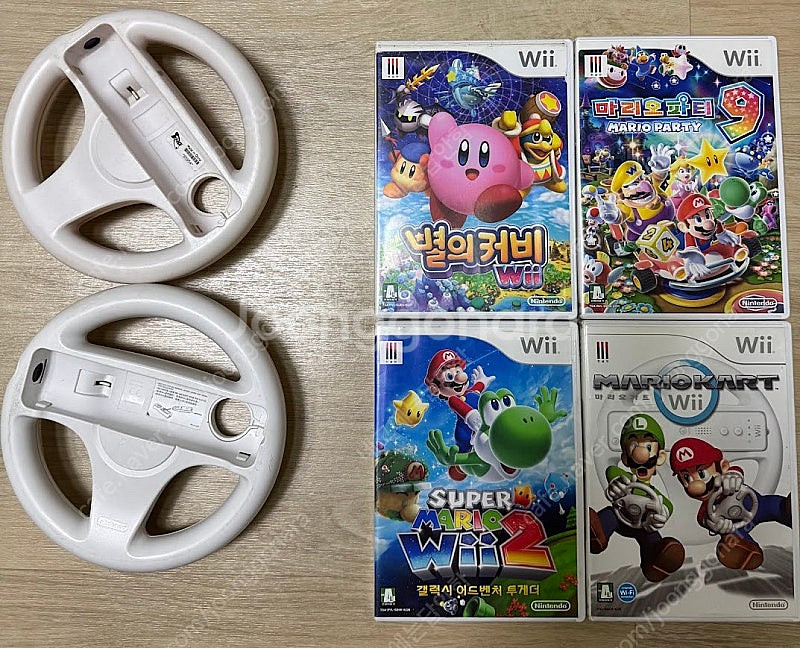 wii 게임 cd 4장+핸들(택포)--0