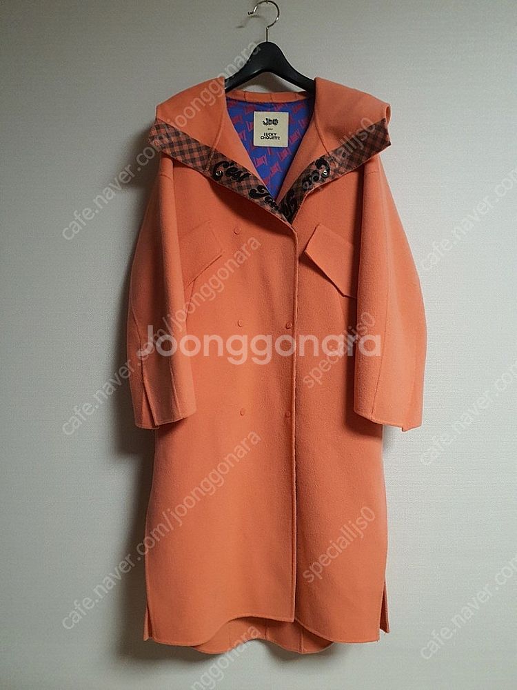 럭키슈에뜨 jdc 레터링 디테일 후드 핸드메이드 코트 ...--2