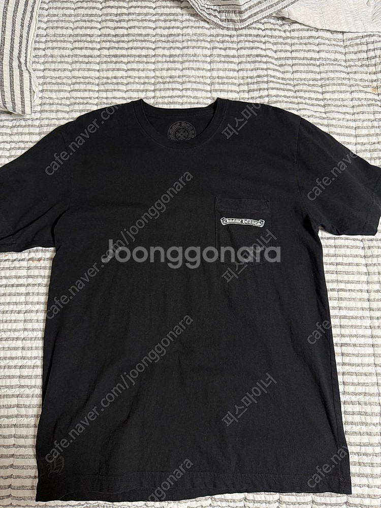 [L]크롬하츠 스크립트레터로고 블랙 반팔티셔츠--1