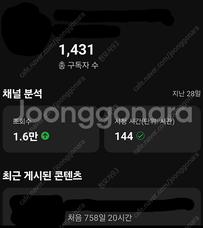 (판매완료)유튜브 구독자 1431명 채널 15만 판매--0