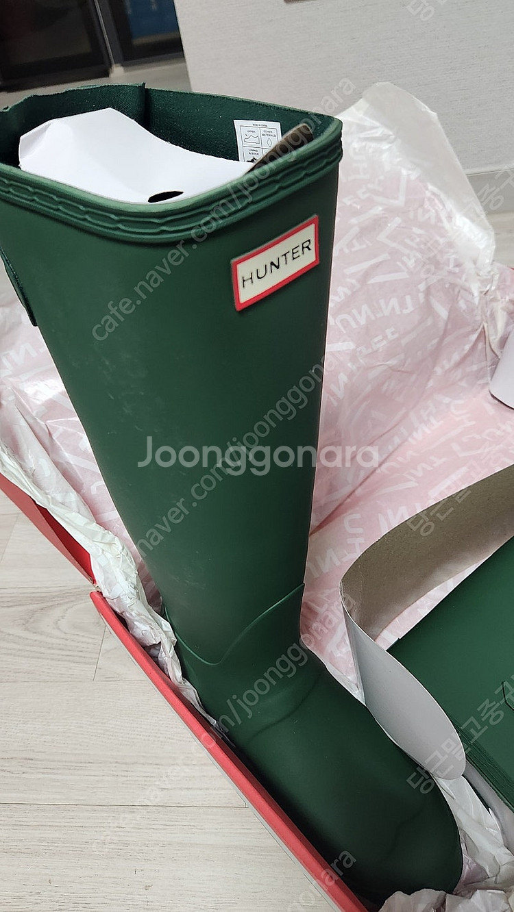 헌터 레인부츠 그린 EU39 새상품 250--2