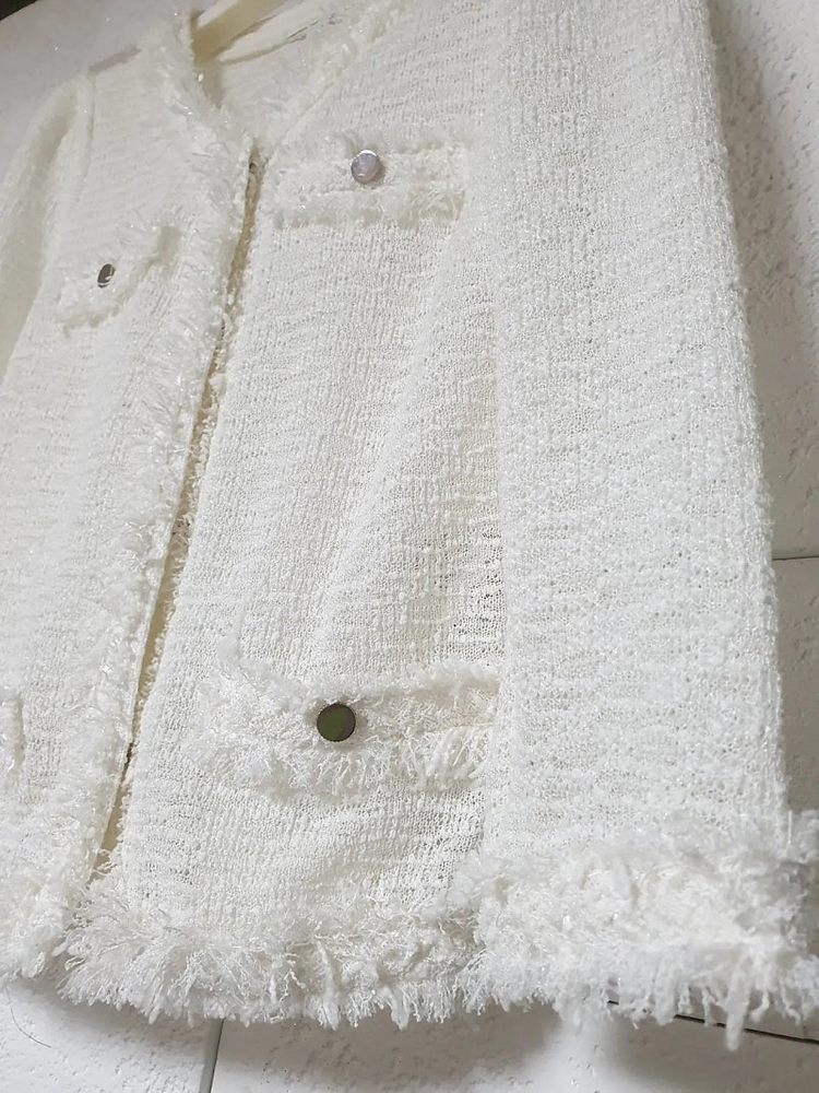 올리브데올리브 7부소매 트위드 가디건--2