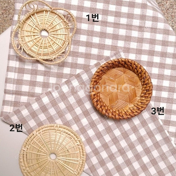 태국 라탄 코스터 컵받침 (새 상품)--1