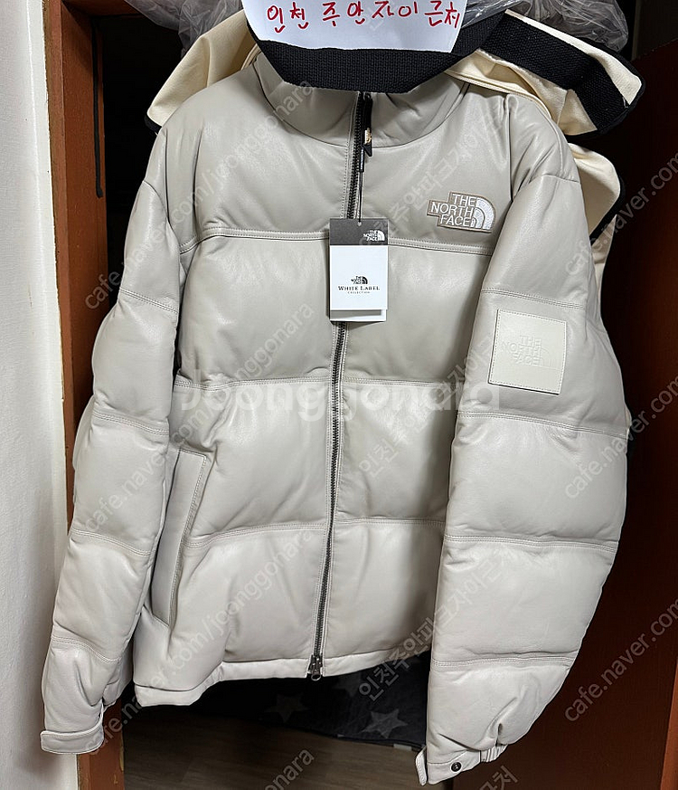 노스페이스 화이트 라벨 레더 눕시 다운 자켓 베이지 1...--0