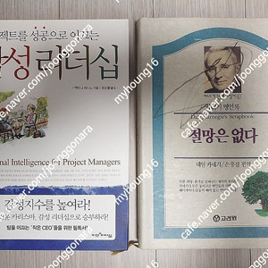 도서 2권(프로젝트를 성공을 이끄는 감성 리더십 - 비전과 리더십 & 카네기 명언록 젊망은 없다 - 고려원) 권당 5천원 팝니다. (9천원)