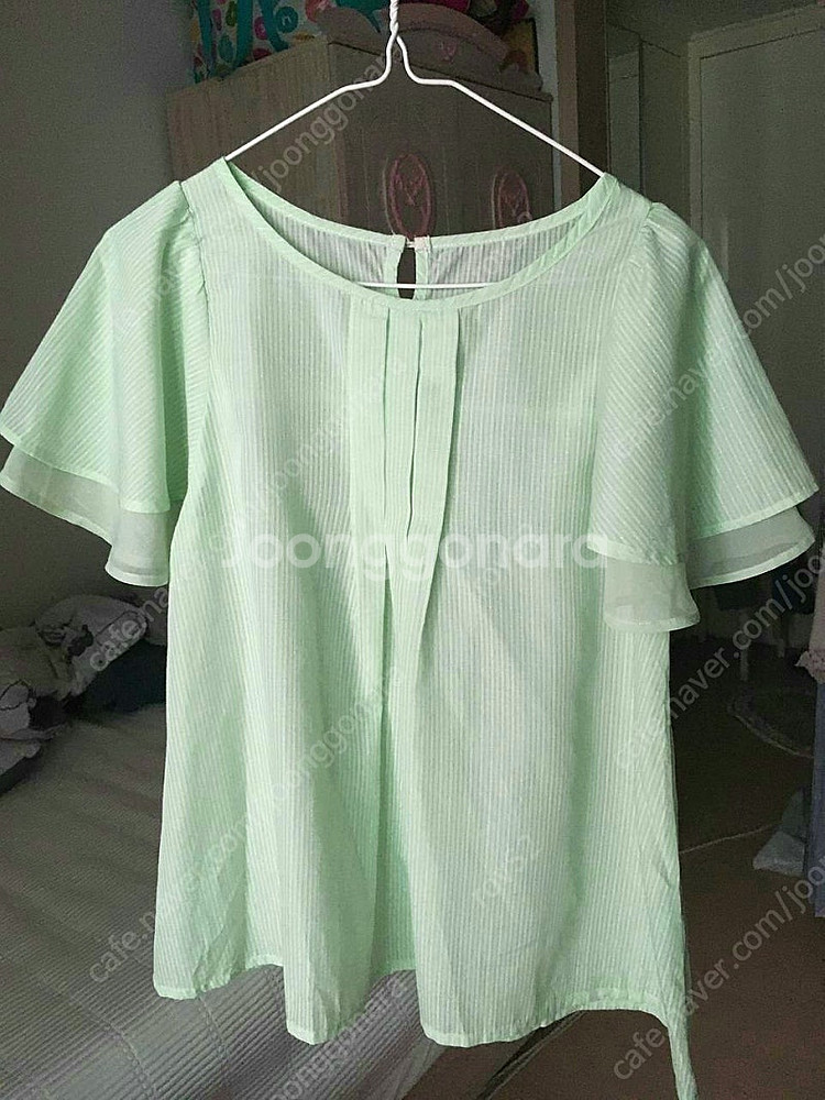 (55)빈티지 모리걸 메론 천사핏 반팔 프릴 블라우스--0