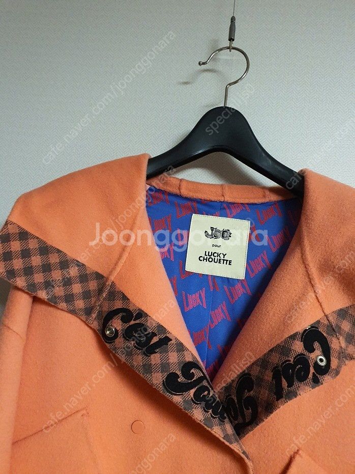 럭키슈에뜨 jdc 레터링 디테일 후드 핸드메이드 코트 ...--9