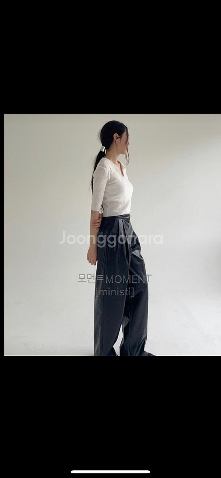 새상품) 모먼트 레더 팬츠 가죽 바지 블랙 M--2