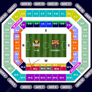 FC서울 vs FC BARCELONA 바르셀로나 프리미엄A W-B 구역 5열 2연석