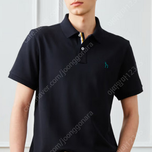 [급처분/45,000원] 헤지스 블랙 카라 티셔츠 HZTS 3B403 BK 100