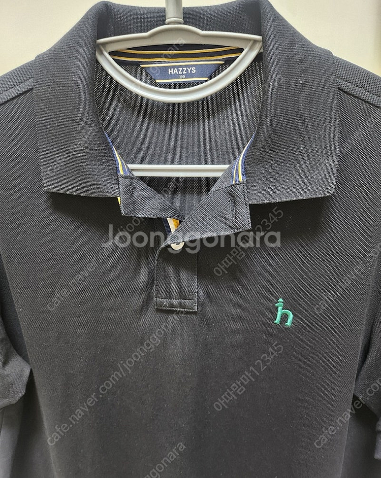 [급처분/45,000원] 헤지스 블랙 카라 티셔츠 HZTS 3B403 BK 100--2
