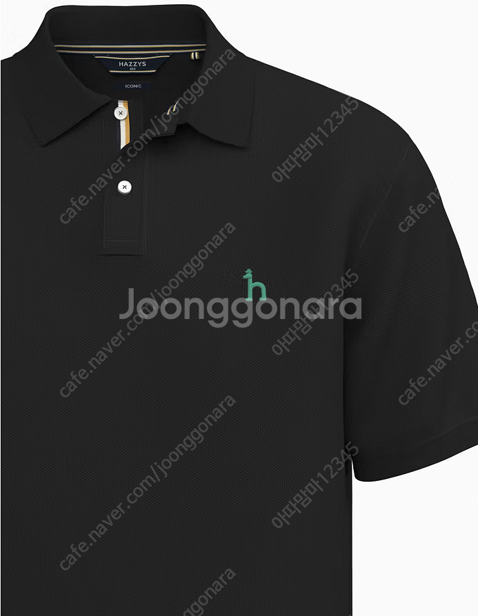 [급처분/45,000원] 헤지스 블랙 카라 티셔츠 HZTS 3B403 BK 100--7