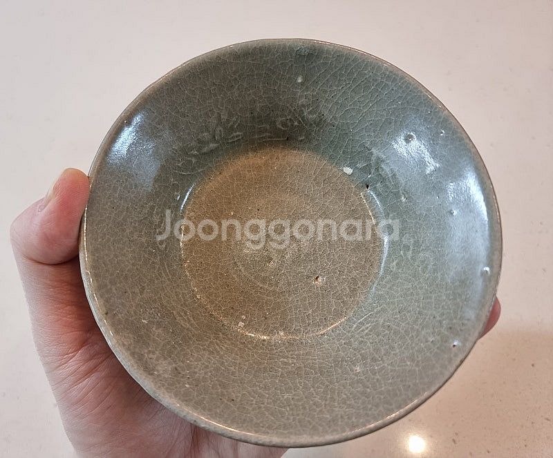 고미술품 고려청자 양각 화문 소다완 진품보증--2
