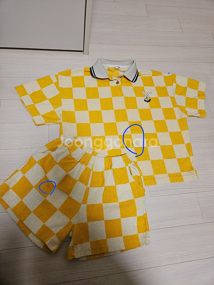 리미떼두두 타월체크셋업 노랑 2XL--1