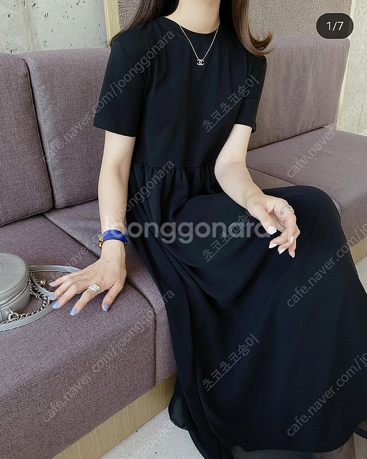 블로거복 꾸안꾸 롱 원피스 블랙--2