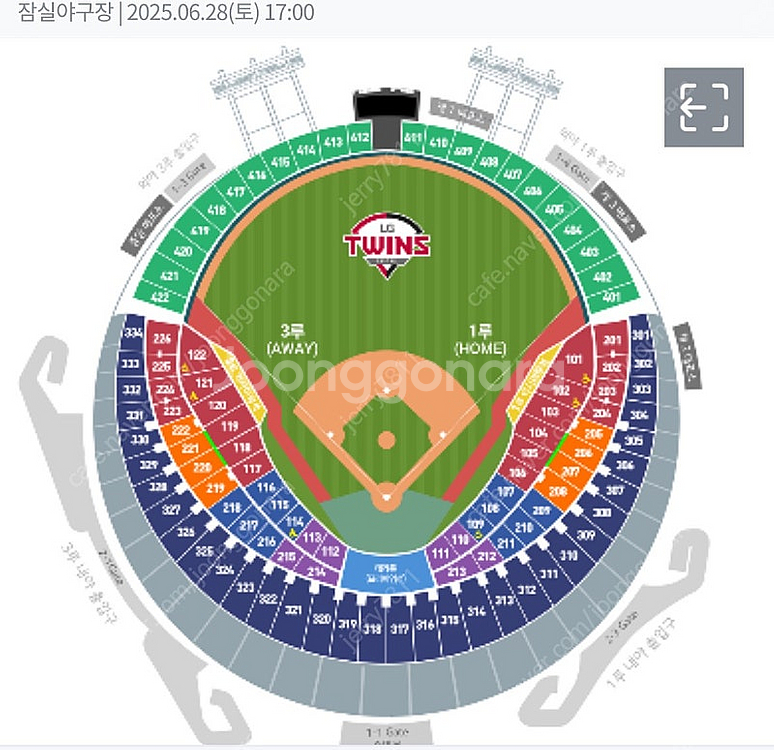 엘지 기아 06.27(금)413블럭 외야4연석--0