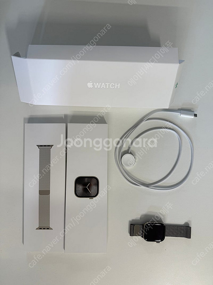애플워치10 셀룰러+GPS 네추럴티타늄42mm+밀레니즈...--1