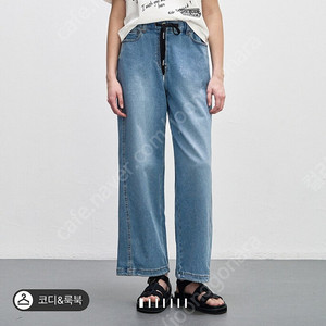 시스템 밴딩 워시드 와이드 데님