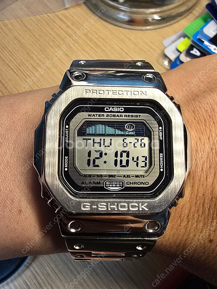 지샥 glx 5600 실버 풀메탈 커스텀 시계--0