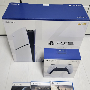 ps5 슬림디스크(미개봉--25년 2월 생산/25년 6월 구매)+패드(미개봉)+최신게임 3종(중고)