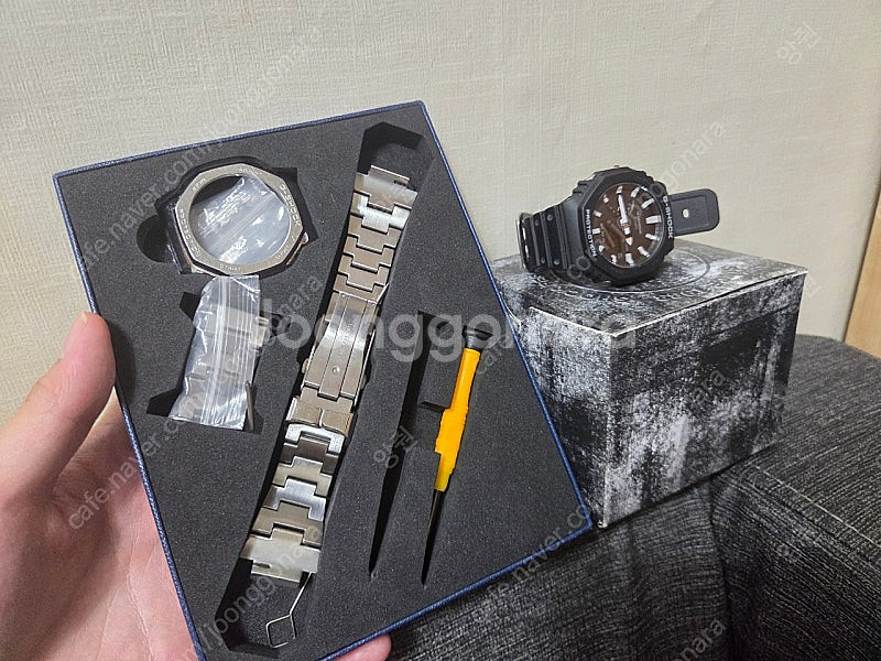 카시오 지샥 GA-2100 지얄오크 + 메탈커스텀키트--1