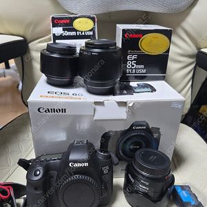 (점검 완료) eos 6D EF 35mm 50mm 85mm 단렌즈 포함 풀세트
