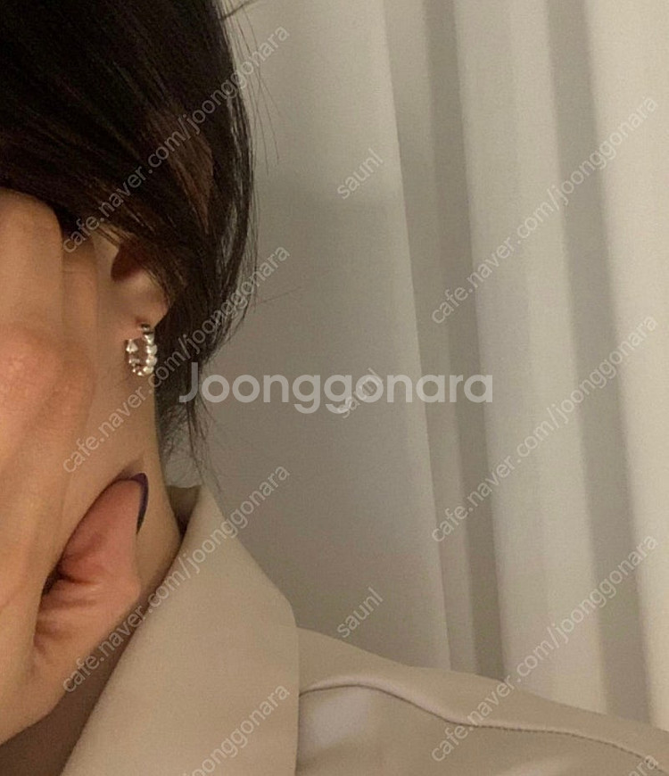 (새상품)실버 하트 원터치 링귀걸이--0