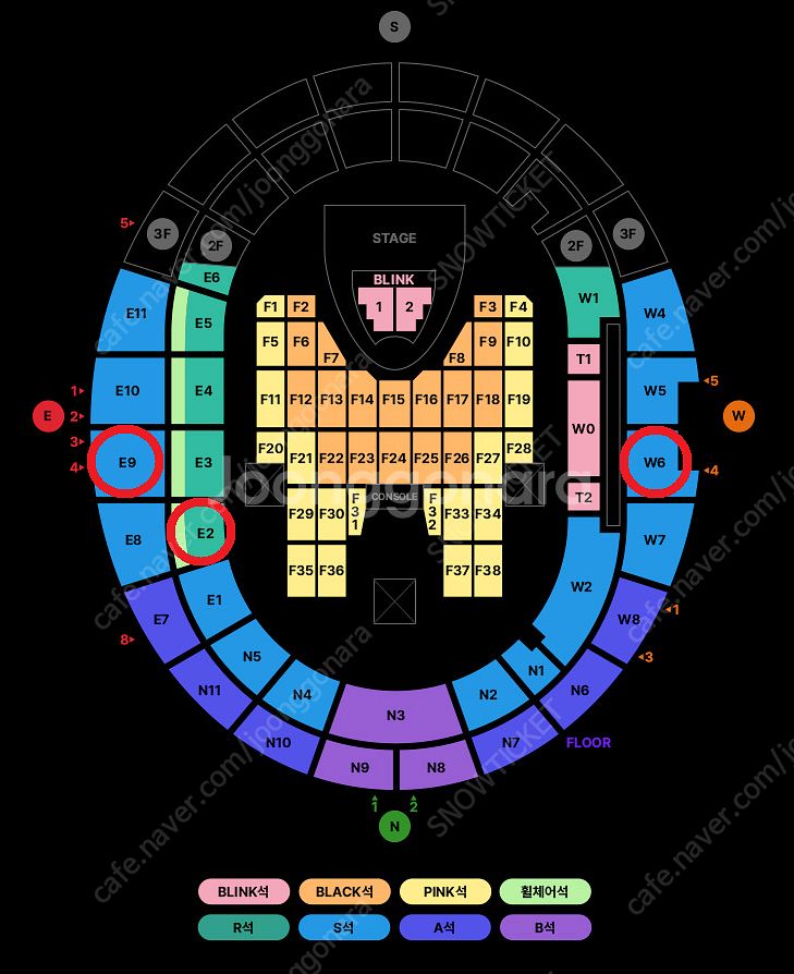 [ 7/6 블랙핑크 콘서트 S석 3층 지정석 E9구역 ...--0