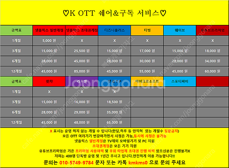 넷플릭스,유튜브프리미엄,디즈니플러스,웨이브,티빙,왓챠,...--1