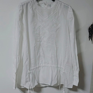 무배 미착용 S 화이트 면 자수 여름 긴팔 블라우스 써스데이아일랜드