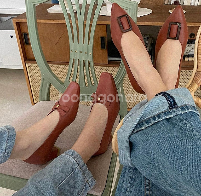 로르니 르나르 로즈브라운 235 수제화 구두 플랫슈즈 ...--1