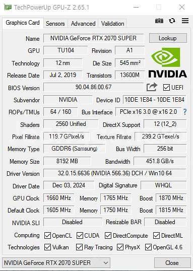 RTX 2070 Super Turbo Jet V2 OC 8GB--8