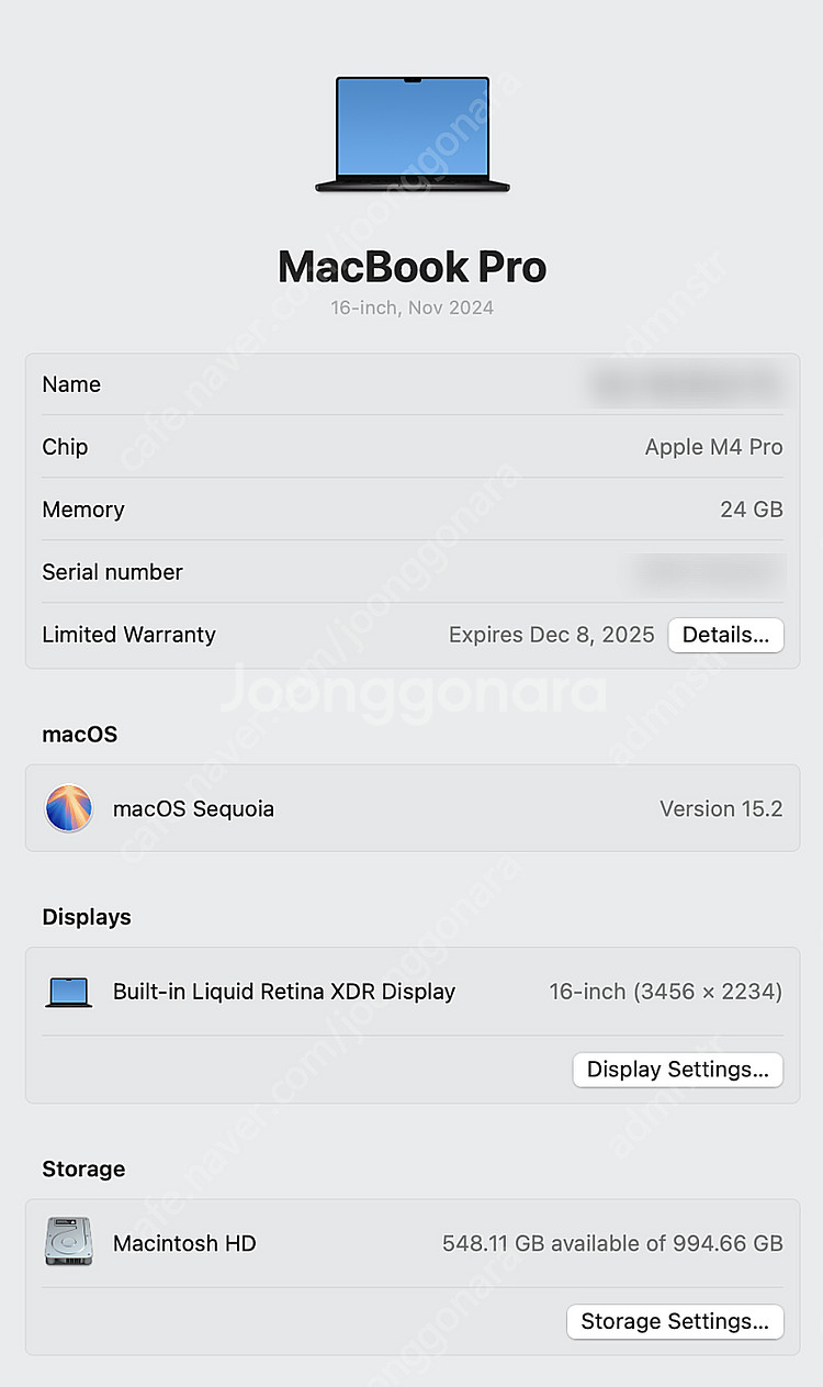 맥북 프로 M4 PRO 16인치 스페이스그레이 24GB...--0