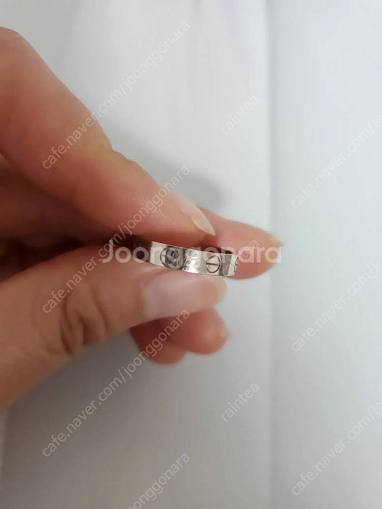 까르띠에 18k 러브링 화이트골드 52호--0