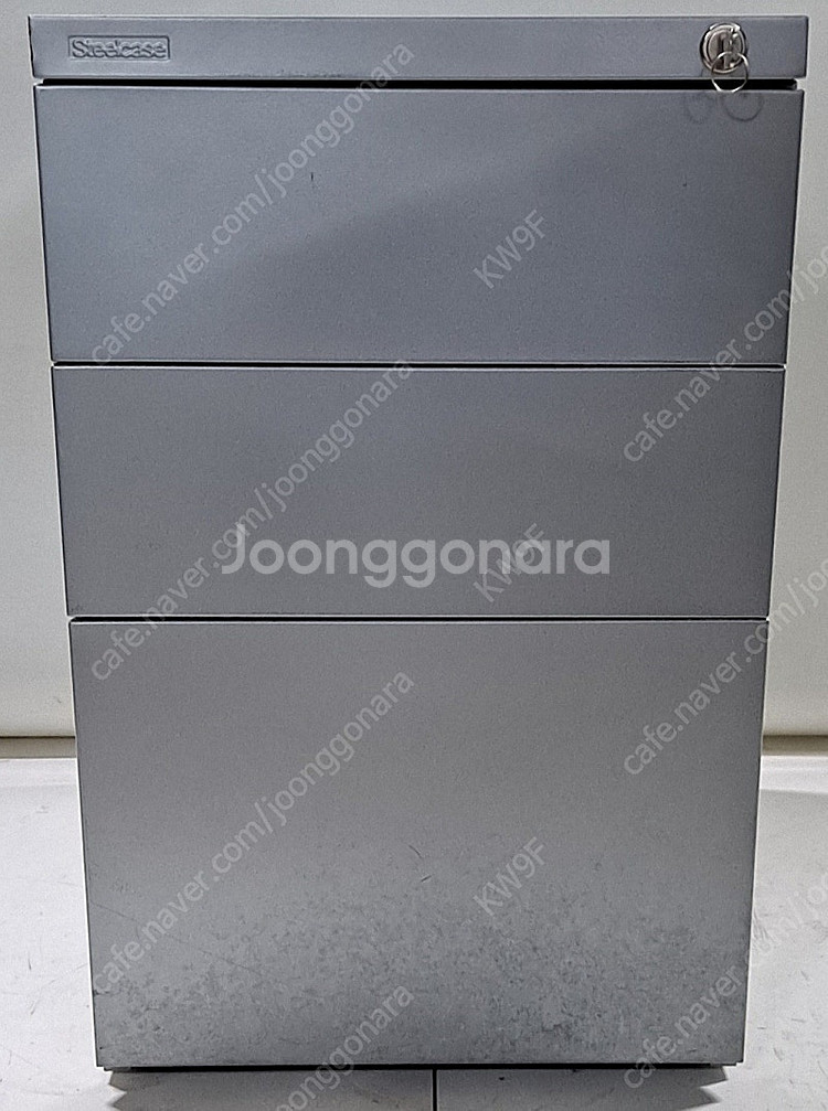 스틸케이스 3단 철제 서랍장 (회색)--0