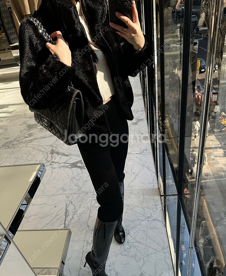 더로랑 블랙 데일리 봄버 퍼 자켓 m--1