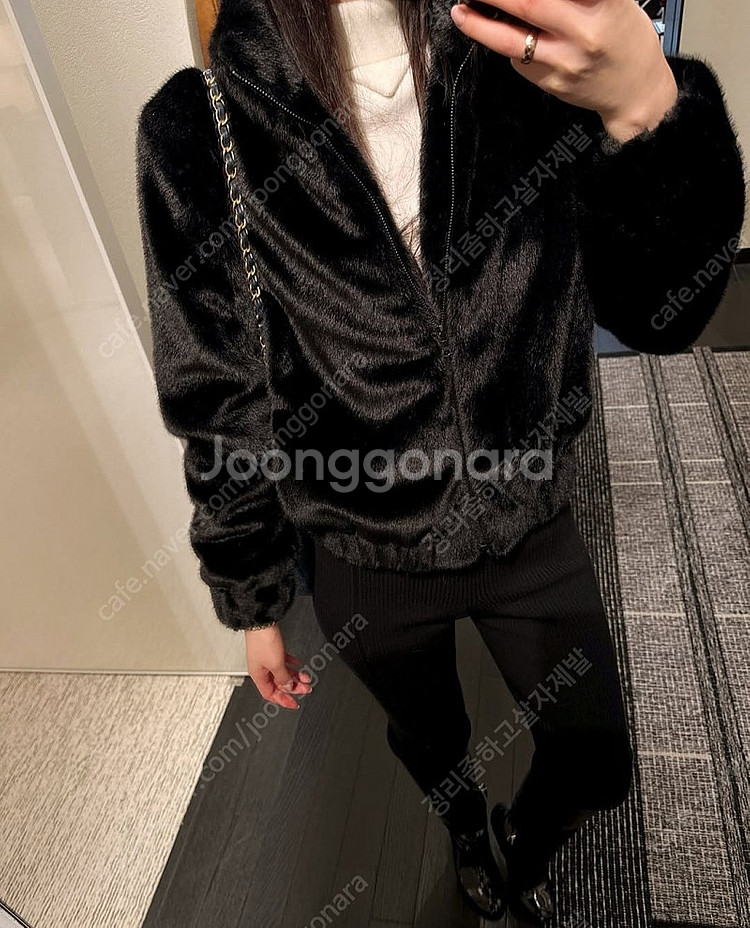 더로랑 블랙 데일리 봄버 퍼 자켓 m--5