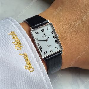 [정품] 롤렉스 탱크 스퀘어 화이트 블랙로만 사각 화이트골드 18K 금통 빈티지 (Rolex Cellini Tank Square 18K WG Vintage)