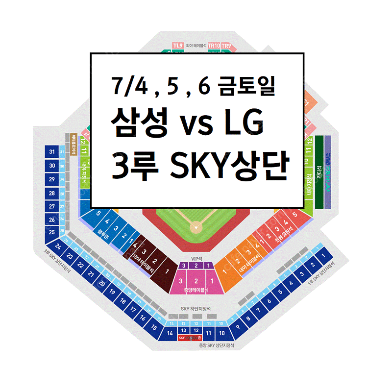 7/6 삼성라이온즈 LG 3루 스카이상단 연석