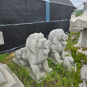 화강암 사자 2마리